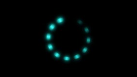 Loading circle neon animation. 4K clip with alpha channel. Looped gradient loading circle icon animation against the black background.
