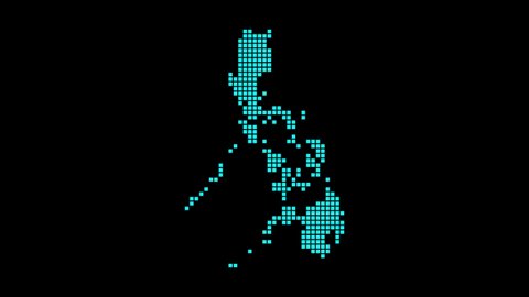 Philippines digital map. Map of Philippines in dotted style. Shape of the country filled with rectangles. Stylish video.