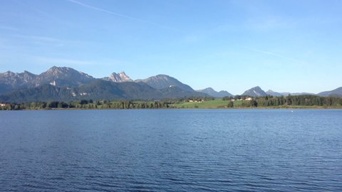 Incredibly beautiful view of the lake and mountains.  For video presentation, advertising, background.