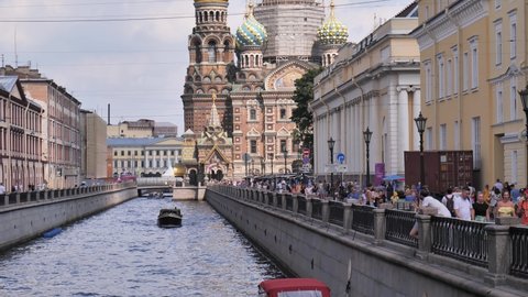 Russia. Saint Petersburg July 2021. View of the Church of the Savior on Spilled Blood