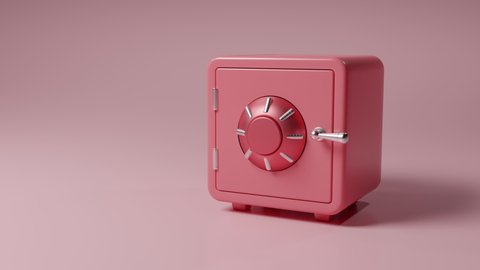Red Safe opening with bundles of cash falling out. 3d render