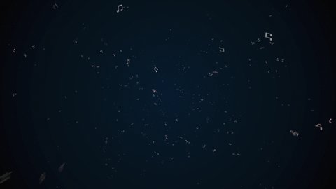 musical notes on a black background. Many small notes spreading all over the screen, music lifestyle design.
