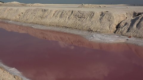 Pink basin with a natural foam in Las Coloradas. Yucatan, Mexico