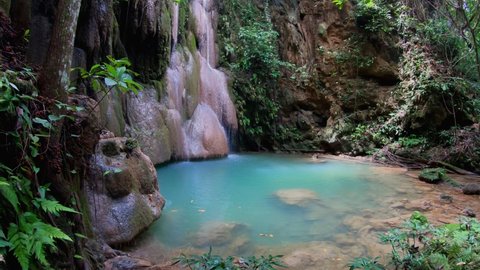 Wang Tong Waterfall located in Buatong Waterfall and Chet Si Fountain National Park, Chiang Mai, Thailand. Waterfall located in deep rain forest jungle