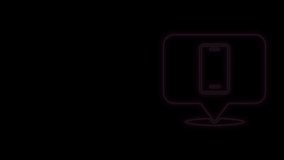 Glowing neon line Phone repair service icon isolated on black background. Adjusting, service, setting, maintenance, repair, fixing. 4K Video motion graphic animation.