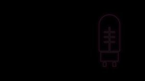 Glowing neon line Light emitting diode icon isolated on black background. Semiconductor diode electrical component. 4K Video motion graphic animation.