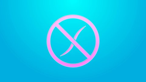 Pink line Anti worms parasite icon isolated on blue background. 4K Video motion graphic animation.