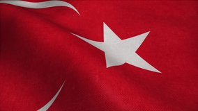 Turkish flag as background, Turkey flag in slow motion animation waving in the wind realistic