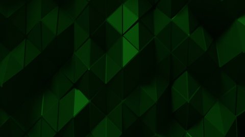 Abstract Polygonal Geometric Surface Loop  Dark Green: dark clean soft low poly motion background of shifting obscure shadowy mint green triangles. Abstract poly background. 

