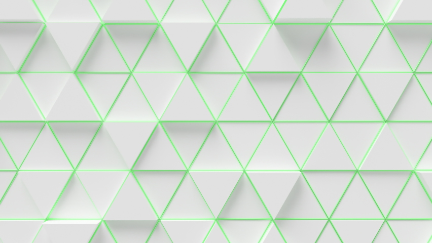 Elegant Triangles Surface Loop 1 Green x White: a group of many white triangles over a metallic green grid. Abstract triangular background. 3D animation of triangles. Seamless loop. 
 | Shutterstock HD Video #1077281336