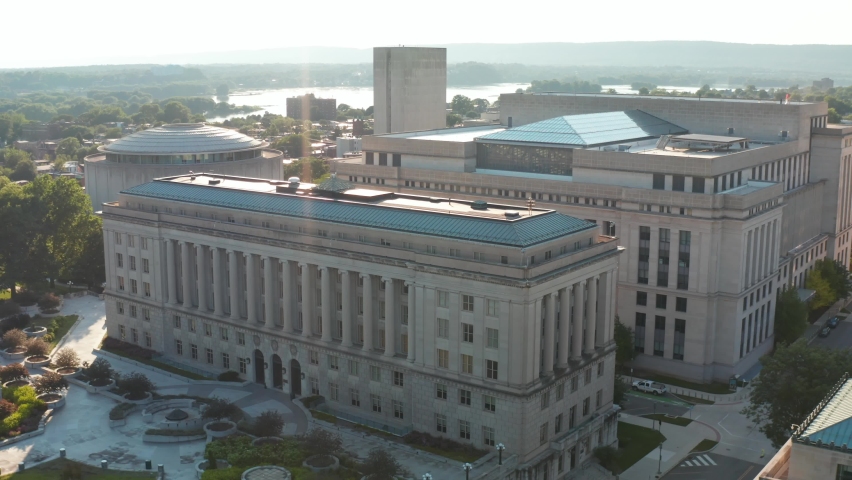 Office US government building. Offices of governmental officials. Aerial summer view.