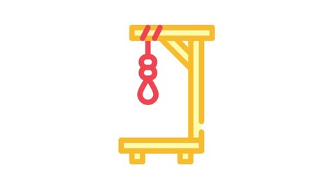 medieval gallows color icon animation
