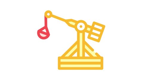medieval catapult color icon animation