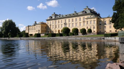 Stockholm, Sweden - Aug 10, 2021: Drottningholm palace in summer season at Stockholm, Sweden