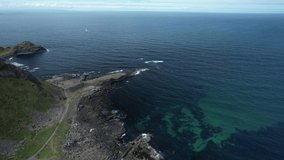 Aerial videos of the cliffs and Giant's Causeway in Northern Ireland