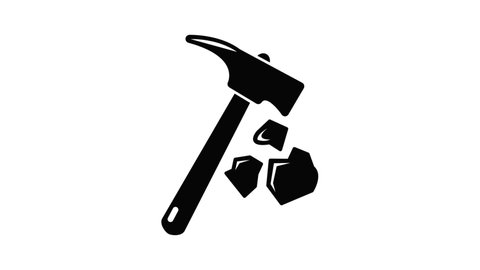 Minning hand hammer icon animation simple best object on white
