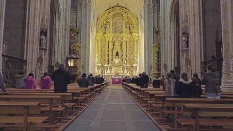 SALAMANCA, SPAIN - DECEMBER 10 2017: Interior of El convento de San Esteban es un convento dominico situado en la ciudad de Salamanca, en la plaza del Concilio de Trento.