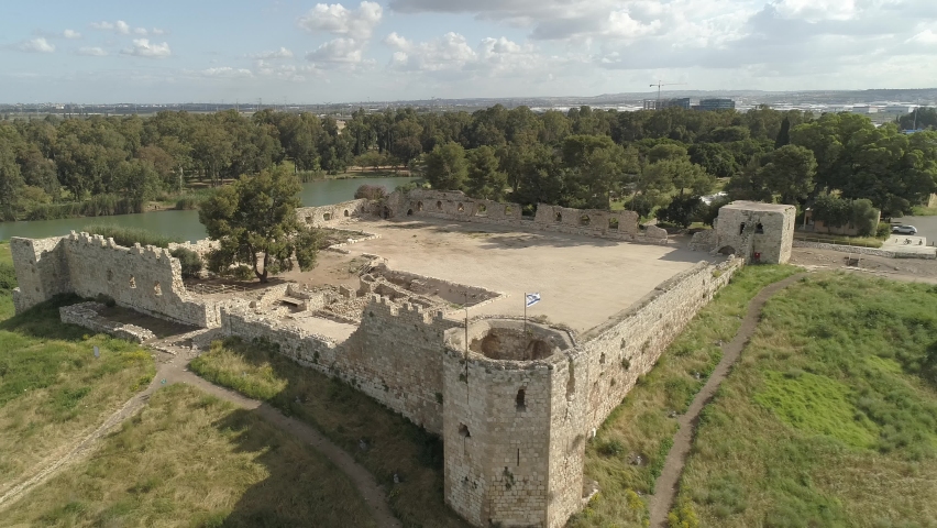 Aerial view of Tel Afek National park in central Israel