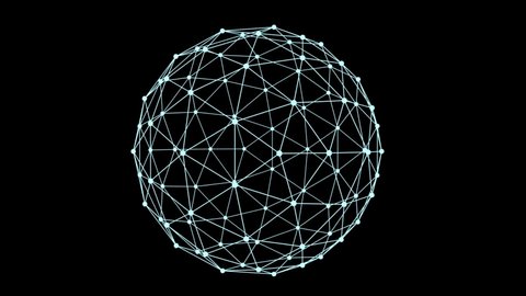 Geometric Shape. Light Lines. 3D Volume. 3D illustration. Sphere turns.