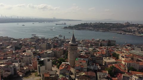Galata Tower in Istanbul. Aerial view. Istanbul panorama