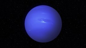 Loopable: planet Neptune gently rotates against stars in space. Elements of this clip furnished by NASA.
