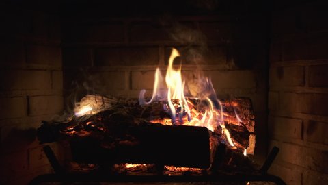 Logs burning in home's fireplace