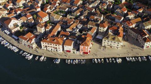 Aerial scene of Stari Grad town on Hvar island, Croatia