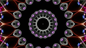 Neon light animation with variation Mandala. 4K mandala. Geometry ethnic pattern animation. Arabesque illustration ornament. Abstract background. Loop footage kaleidoscope UHD resolution 3840 X 2160