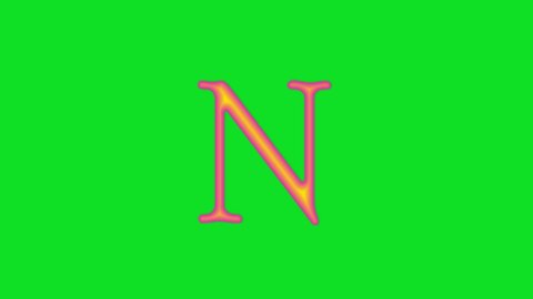 Collection of N Letters Animation on Green Background. Zoom in Zoom out Effect. 4K Render Footage.