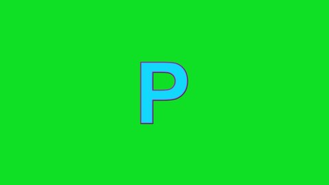 Collection of P Letters Animation on Green Background. Zoom in Zoom out Effect. 4K Render Footage.