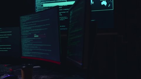 Code On Multiple Computer Screens Success Stock Footage Video (100% ...