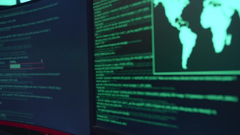 Code On Multiple Computer Screens Downloading Stock Footage Video (100% ...