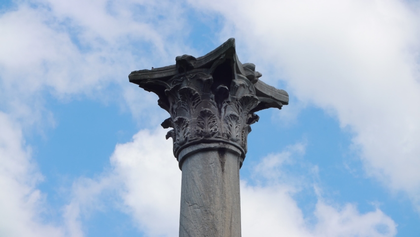 Historical architectural monument Gothic Column. Roman triumphal column. Located in a public place in Istanbul, Turkey.