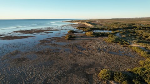 Australia aerial sunset over Coastal Wetland cape Range National Park