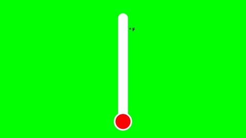 Green screen, temperature rise from thermometer. Suitable for use as an illustration of temperature rise