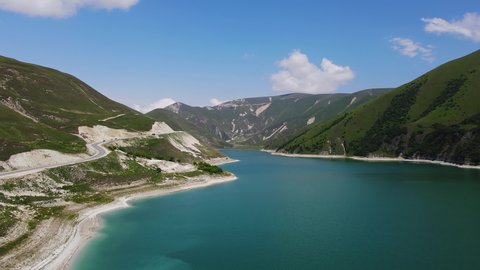 Kazenoy Am Lake in Chechen Republic, Russia. Aerial View