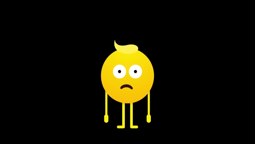 Animation of a Shocked emoji emoticon with black png background Royalty-Free Stock Footage #1077430430