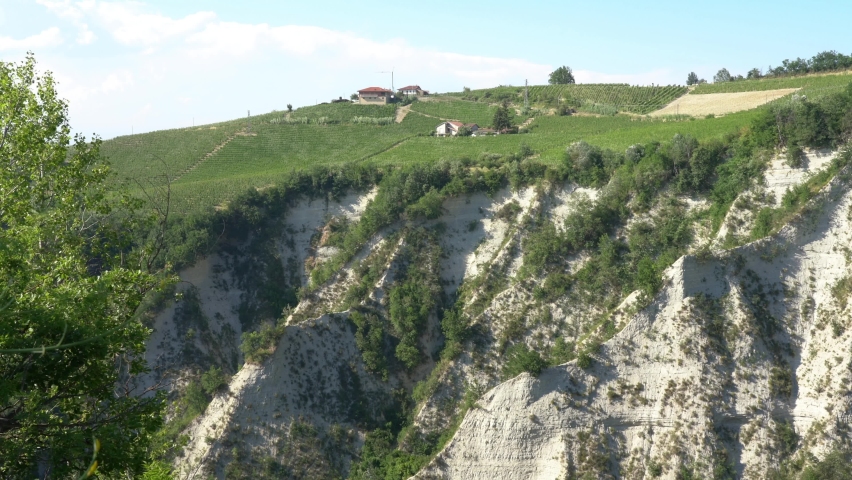 Scenographic falesian gorge near Treiso, in the Langhe region of Piedmont. Italy.