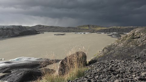 Iceland. Melting glacier in Iceland. Glacial Lake. Global warming effect, climate change concept.