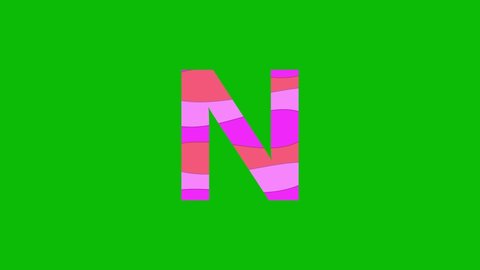 N font animation on green screen background. 4K render video.