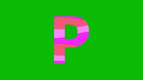 P font animation on green screen background. 4K render video.