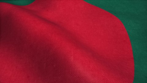 Bangladesh flag waving in the wind. National flag of Bangladesh. Sign of Bangladesh seamless loop animation. 4K