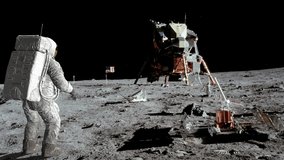 Astronaut jumping on the moon. Some Elements of this video furnished by NASA.