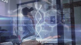 Animation of dna strand over businessman working in office. global business, connections, digital interface and technology concept digitally generated video. - Powered by Shutterstock - Get 15% off with code: PIKWIZARD15