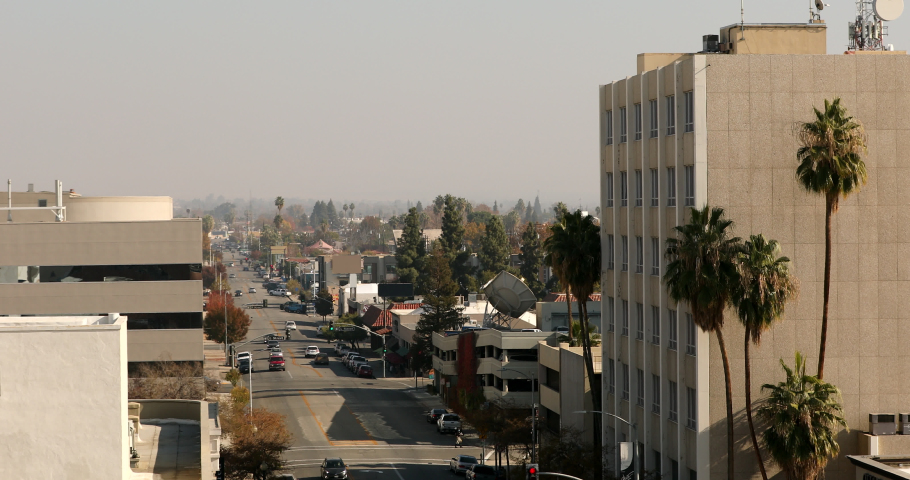 Daytime skyline view of downtown Bakersfield, California, USA.