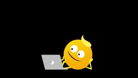 Animation of a Work On Laptop emoji emoticon with black png background