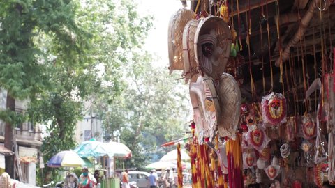 KOLKATA, INDIA - Aug 06, 2021: Bengali Hindu people visiting famous Kali Temple, a Hindu Goddess,at Kalighat on Bengali new year  Wishing blessings from Goddess on the auspicious