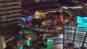 Miami night aerial view cityscape