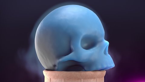 Melting ice cream in the form of a skull