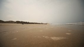 video-clip: Latin Woman have fun on a Quad in summer at a beach (at Pacific Ocean). Mancora, Peru, South America.